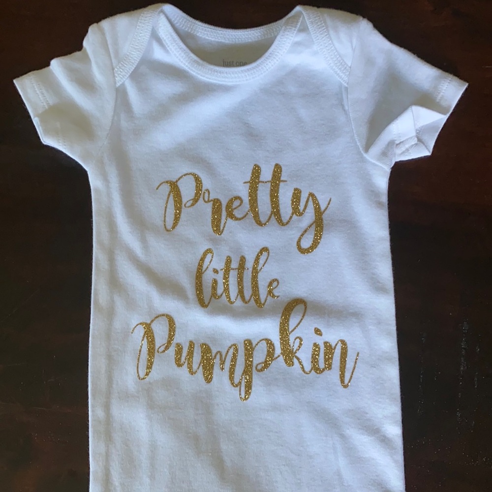 “Pretty little pumpkin” onesie